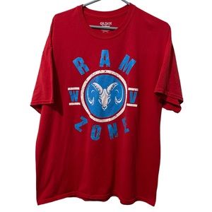 Gildan Shirt‎ Men XL Red Cotton Polyester Ram Zone Logo Lightweight Casual Tee